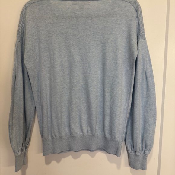 Lilly Pulitzer Light Blue Puff-Sleeve Crewneck Sweater – Size Small - Picture 6 of 8